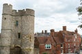 Brighton, England - October 3, 2018: The entrance and tickets shop of Lewes Castle & Gardens, East Sussex county town in top view Royalty Free Stock Photo