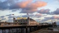 BRIGHTON, ENGLAND- OCTOBER, 4 2017: sunset close up shot of the popular brighton pier seaside attraction