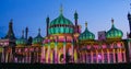 The Brighton pavilion floodlit at night