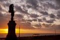 Brighton peace statue at sunset