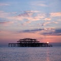 Brighton's West Pier at sunset