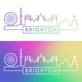 Brighton skyline. Colorful linear style.