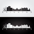 Brighton skyline and landmarks silhouette