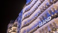 Brighton Sussex UK. Photograph taken at night of the facade of the newly renovated historic Victorian Grand Hotel