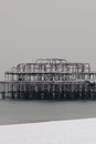 Brighton west pier covered in snow Royalty Free Stock Photo