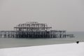 Brighton west pier covered in snow Royalty Free Stock Photo