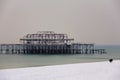 Brighton west pier covered in snow Royalty Free Stock Photo