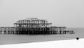 Brighton west pier covered in snow Royalty Free Stock Photo