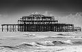 Brighton West Pier ruin on a stormy day