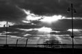 Brighton West Pier under sun rays through the clouds Royalty Free Stock Photo