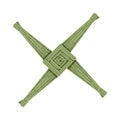 Brigid Cross made of green straw. Wiccan pagan symbol isolated element