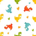 Brigt seamless pattern with cute dinos