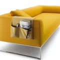 Brigth yellow sofa isolated on white.