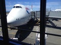 Briish jumbo jet at seattle airport