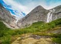 Briksdalbreen glacier and waterfall, Jostedalsbreen National Park in Norway