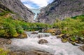 Briksdalen valley, in Jostedalsbreen National Park, Norway