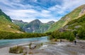 Briksdalen valley, in Jostedalsbreen National Park, Norway