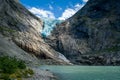 Briksdalsbreen glacier and sun beam