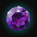 Brilliant Amethyst purple crystal gem sparkles black background vector Royalty Free Stock Photo