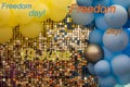 Brilliant Background, Yellow and Blue Balls on Brilliant Background, June 19, Annual June 19 in many states of the United States c