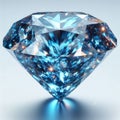 Brilliant Blue Diamond Face Isolated on Clean White Surface Royalty Free Stock Photo