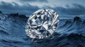Brilliant Blue Diamond Face Isolated on Clean White Surface Royalty Free Stock Photo