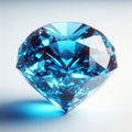 Brilliant Blue Diamond Face Isolated on Clean White Surface Royalty Free Stock Photo