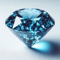 Brilliant Blue Diamond Face Isolated on Clean White Surface Royalty Free Stock Photo