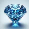Brilliant Blue Diamond Face Isolated on Clean White Surface Royalty Free Stock Photo