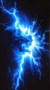 Brilliant Blue Lightning Strike Over Black Background Night Sky Energy Royalty Free Stock Photo