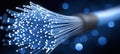 Brilliant Blue Optical Fibers for High-Speed Data Transfer Through Network Cables and Connections Royalty Free Stock Photo