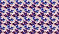 Brilliant blue-purple crystals on a soft pink background, seamless texture
