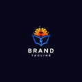 Brilliant Brain with Lightning Patterned Book Logo Design