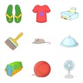 Brilliant cleaning icons set, cartoon style