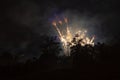 Brilliant and colorful fireworks fountains against the backdrop of the night sky Royalty Free Stock Photo