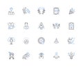 Brilliant coup line icons collection. Success, Strategy, Triumph, Boldness, Masterstroke, Innovation, Surprise vector