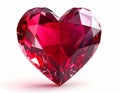 Brilliant Cut Ruby Heart Shape on White Background Symbolizing Love and Romance Royalty Free Stock Photo