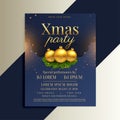 Brilliant design of christmas flyer with golden balls