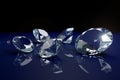 Brilliant diamonds on a blue background. 3d illustration