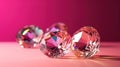 Brilliant diamonds on a pink background. Generative AI