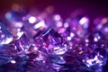 Brilliant diamonds on a purple background. Close-up.