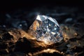 Brilliant Diamonds Sparkling Under The Bright Miners Headlamp. Generative AI