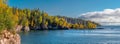 The Brilliant Fall Colors of Minnesota\'s North Shore of Lake Superior in a Panoramic View Royalty Free Stock Photo