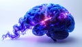 Neural Network - Abstract Brain with Glowing Energy Royalty Free Stock Photo