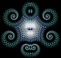Brilliant fractal pattern resembling icy Mayan bas