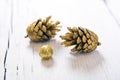 Brilliant gold cones like christmas decoration.