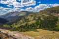 Brilliant Green Panoramic Views from the Old Fall River Road, Rocky Mountain National Park, Colorado Royalty Free Stock Photo