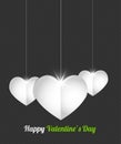 Brilliant hanging paper hearts Royalty Free Stock Photo