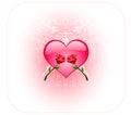 Brilliant heart and two roses Royalty Free Stock Photo