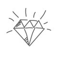 Brilliant icon, diamond in doodle style, vector illustration Royalty Free Stock Photo